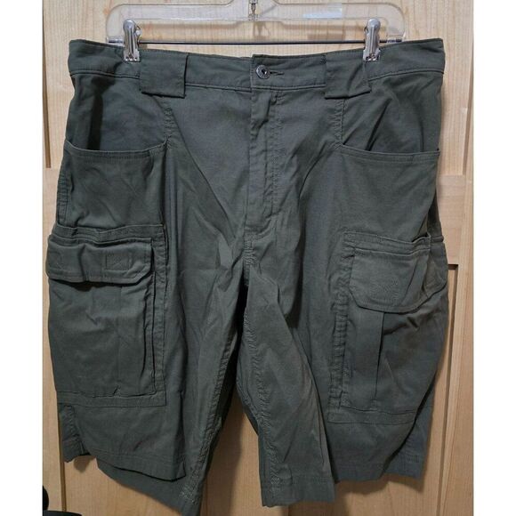 Duluth Trading Co. Cargo Shorts Mens L Olive Green Cotton Blend - Picture 1 of 12